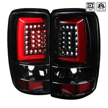 Spec-D Tuning 00-06 GMC Denali Tahoe LED Bar Tail Lights- Glossy Black LT-DEN00BKLED-G2-TM